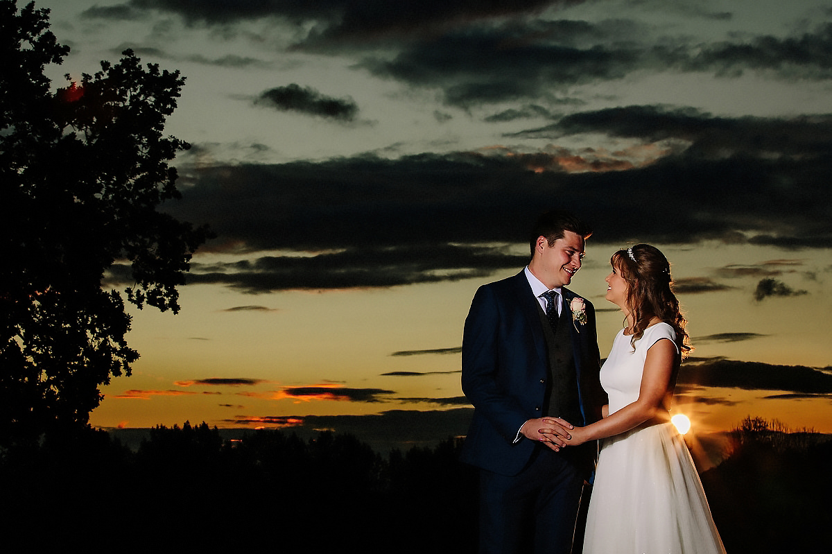 Bride and Groom sunset Cheshire