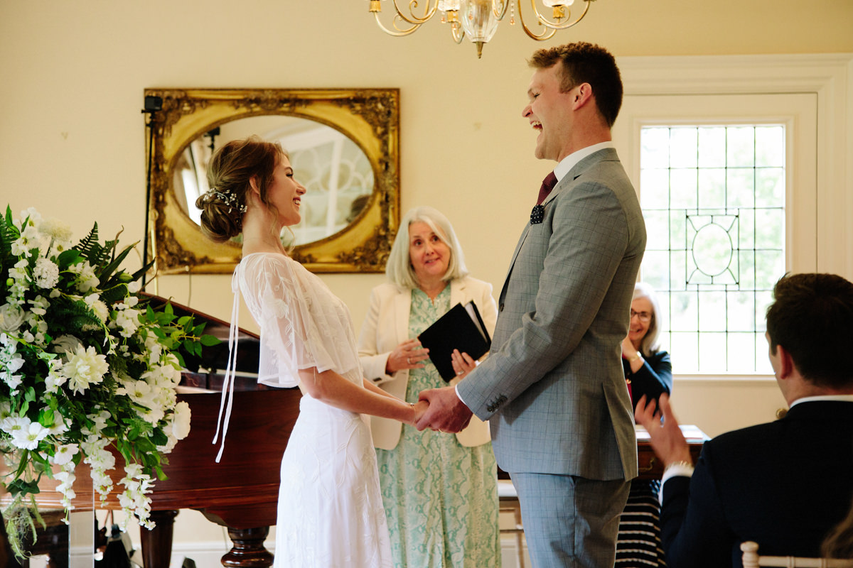 Bride and groom happily married at Colshaw Hall