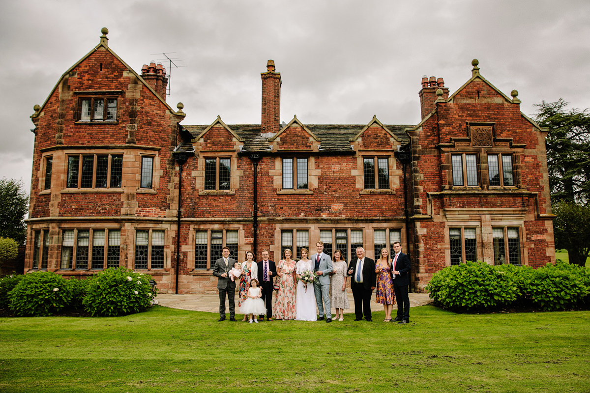 Family group photograph in front of Colshaw Hall