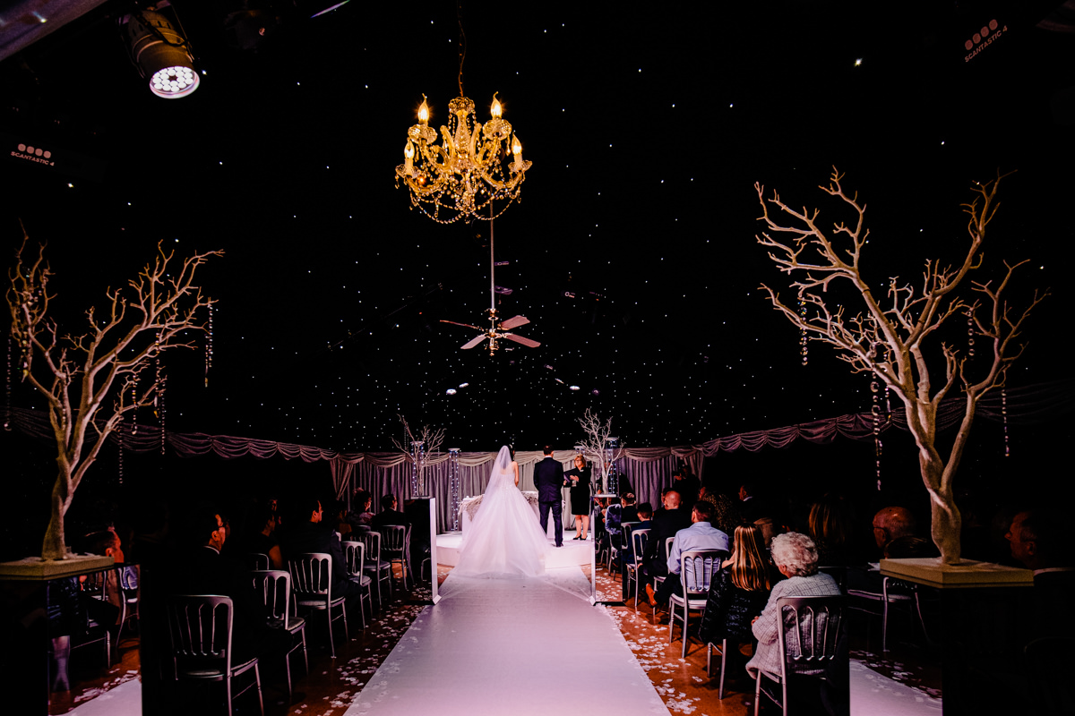 Under the stars ceremony with the bride and groom