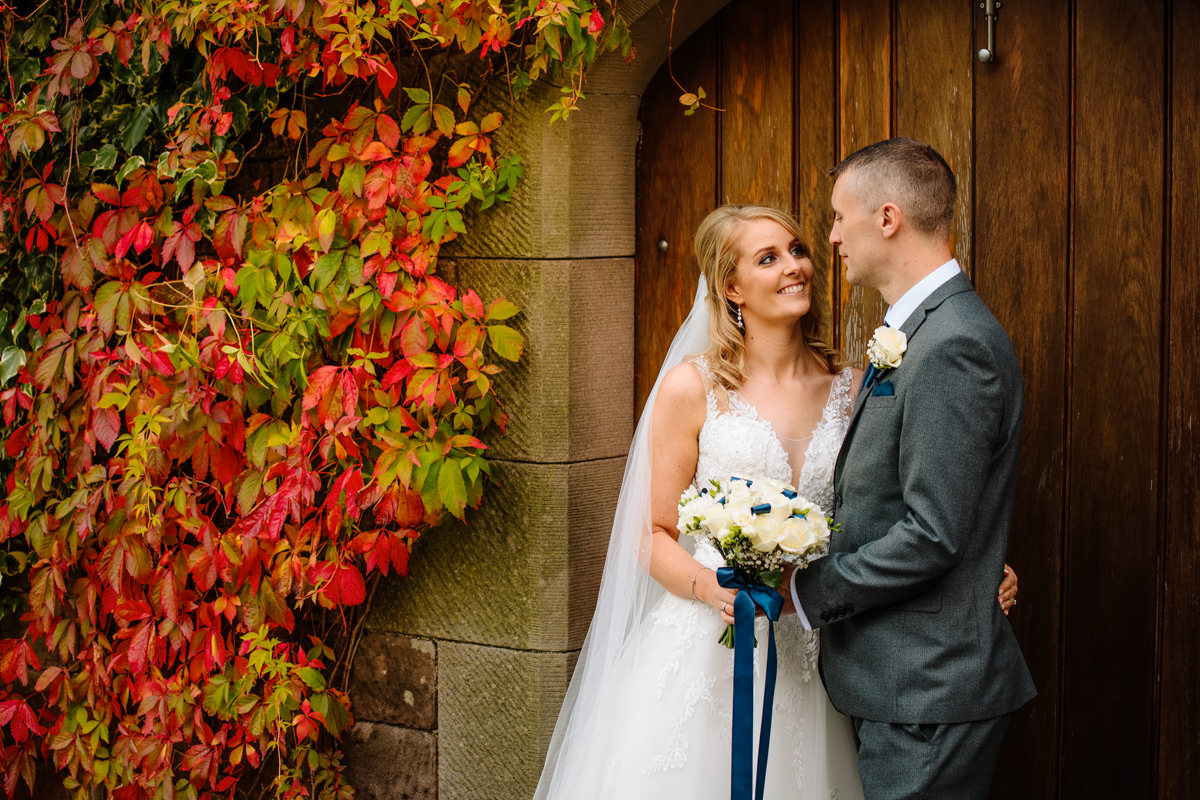 Autumn colours at Heaton House Farm with the Bride and Groom
