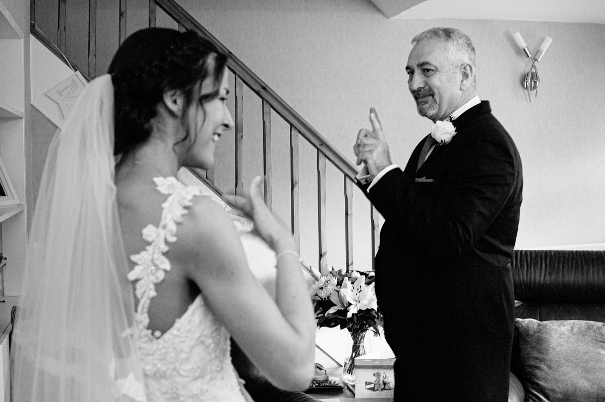 Bride and her dad on wedding day