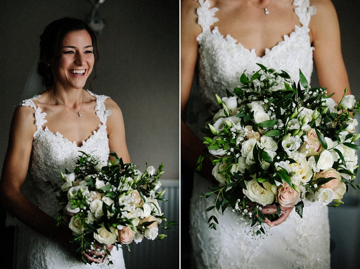 Bridal bouquet with bride