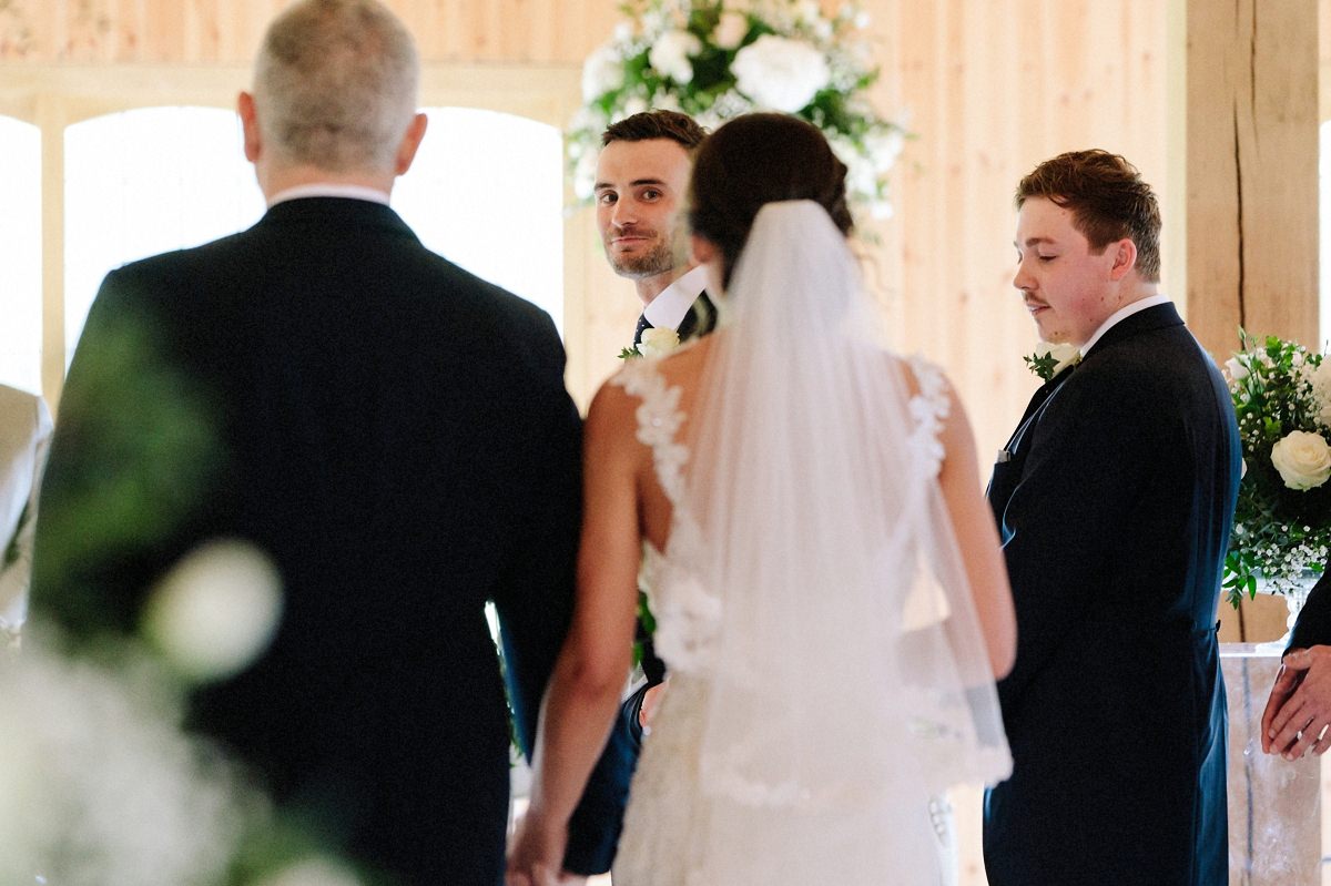 Groom seeing the bride for the first time