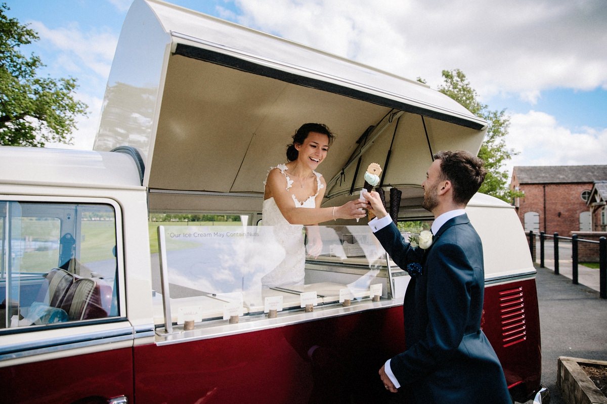 Bride serving ice cream to the groom at Merrydale Manor