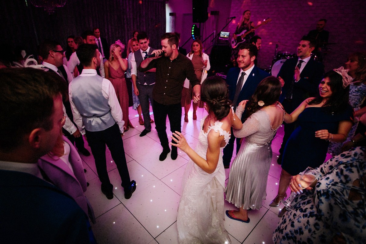 Wedding singer on the dance floor