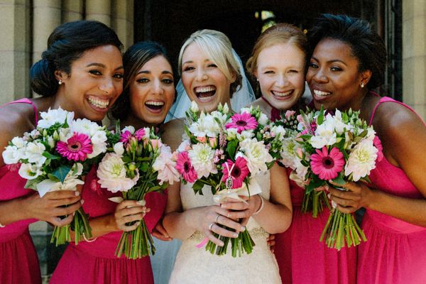 Bridesmaids having fun at Cheshire wedding