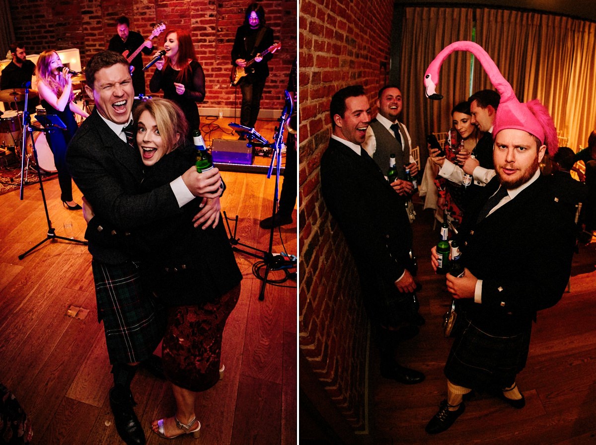 Wedding guests having fun on the dance floor