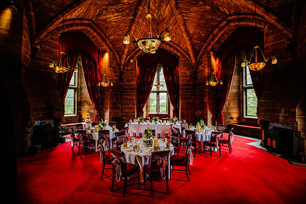 The Hexagonal Room dressed for the wedding breakfast