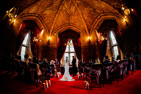 The Hexagonal Room at Peckforton Castle during a ceremony