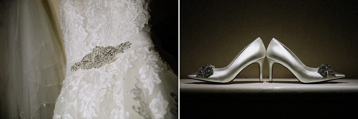 Wedding dress and wedding bridal shoes