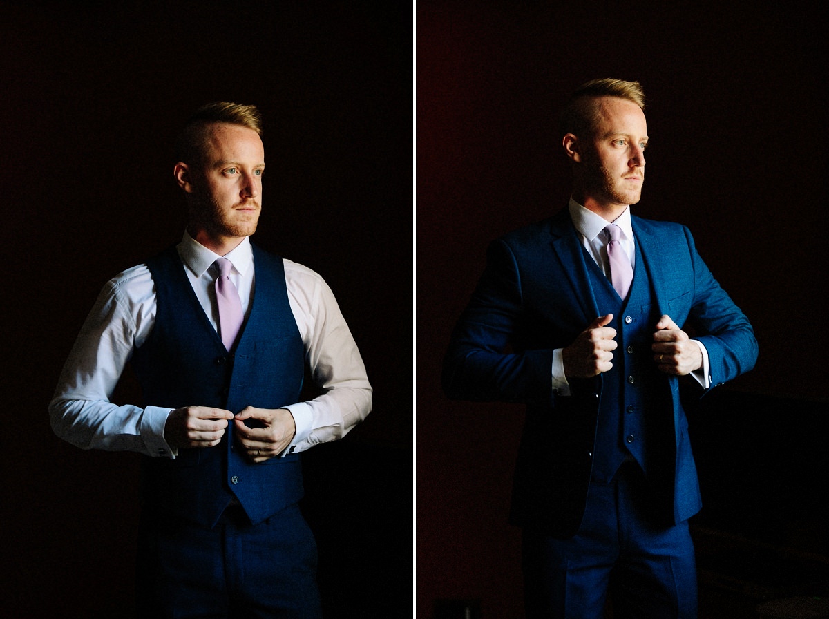 The groom getting ready to be married