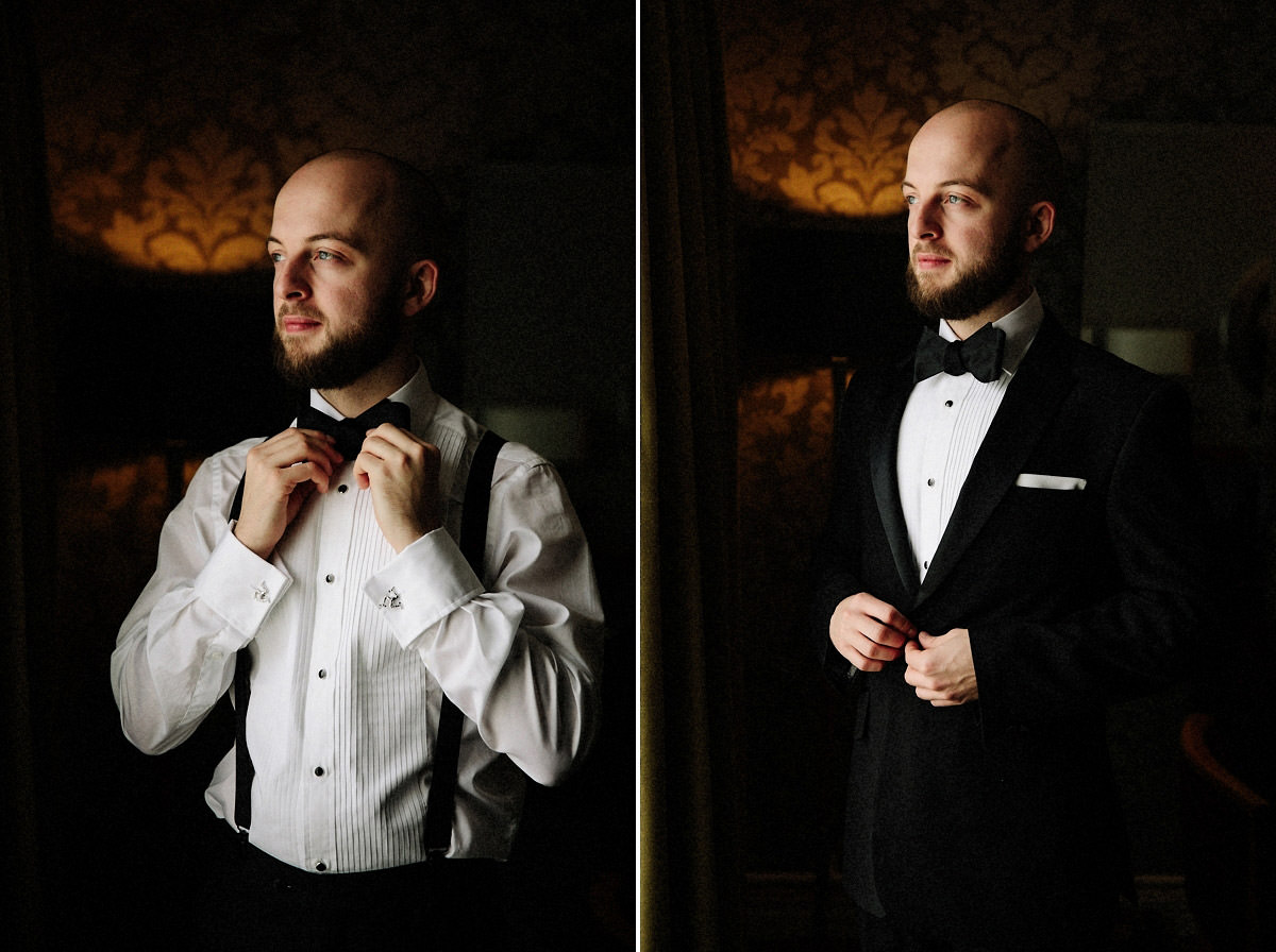 Groom getting ready before the wedding ceremony