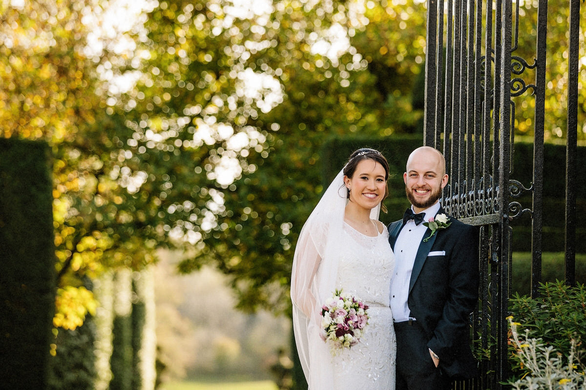 Bride and groom at Arley Hall and gardens